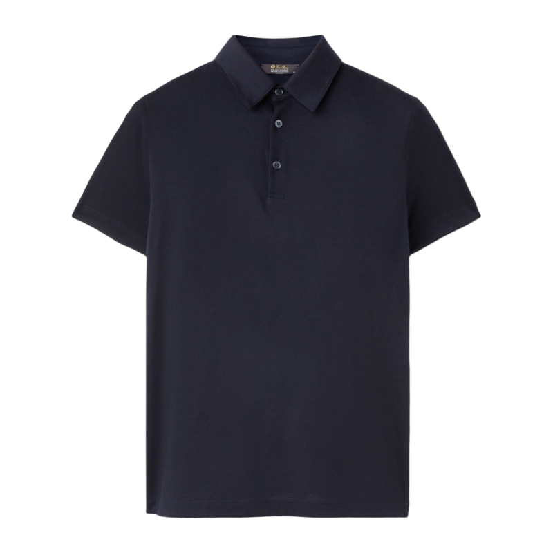 Loro Piana/诺悠翩雅男装海军蓝色羊毛针织短袖Polo衫