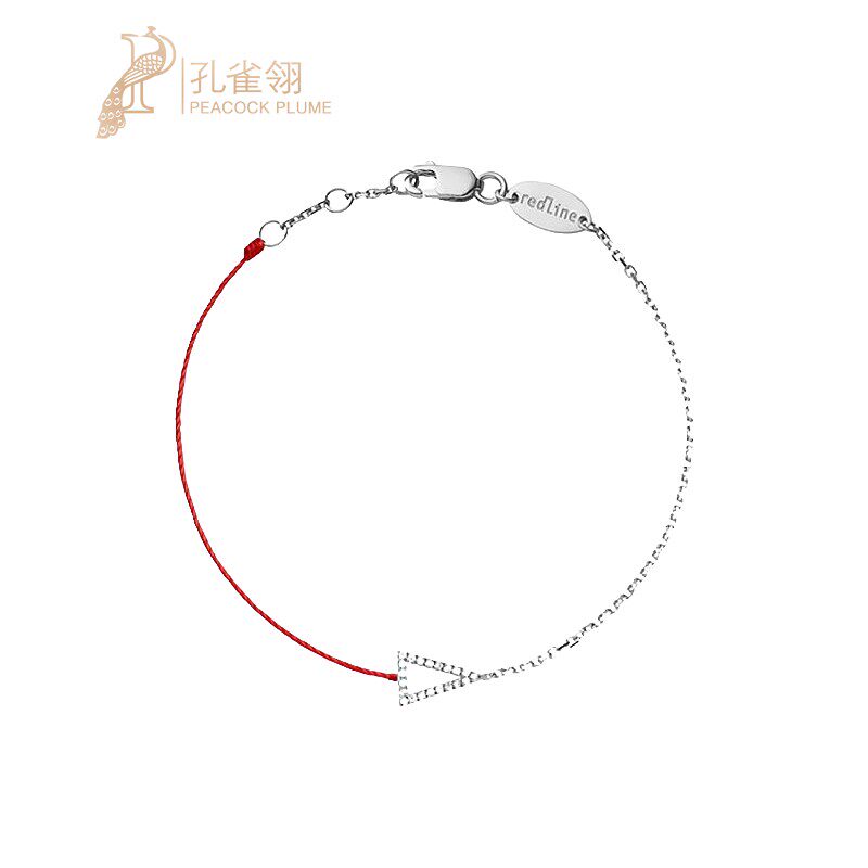RedLine红绳女士手链摇滚巅峰三角钻石18K金多彩组合新款