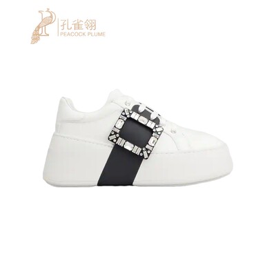 RogerVivier/罗杰维维亚女士运动休闲鞋纳帕漆皮水晶搭扣高底新款