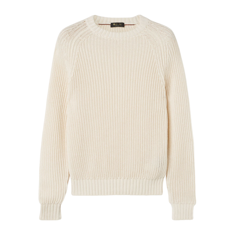 Loro Piana/诺悠翩雅男装白色羊毛针织低调休闲毛衣