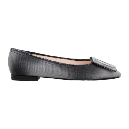 RogerVivier/罗杰维维亚女士芭蕾舞鞋水洗牛仔锥形鞋头新款搭扣