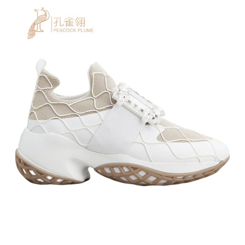 RogerVivier/罗杰维维亚女士运动休闲鞋浮雕网纹水晶搭扣新款