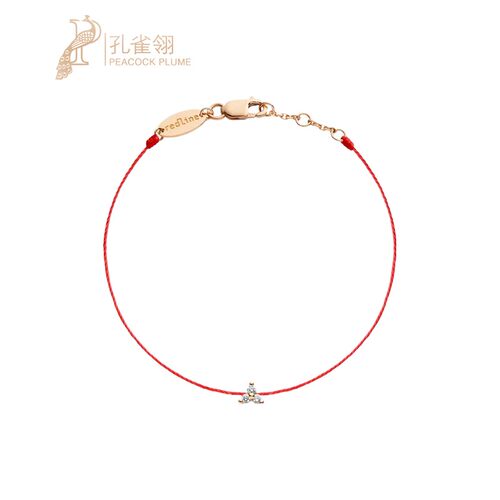 RedLine红绳女士精致手工螺纹18K金三小钻划痕镶嵌新款