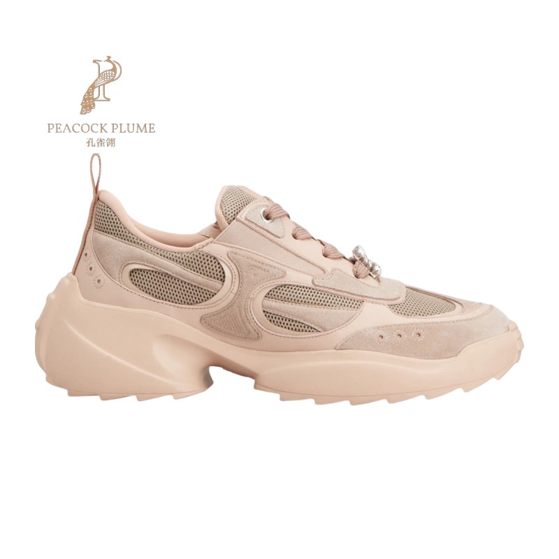 RogerVivier/罗杰维维亚女士运动鞋麂皮网眼镶水晶搭扣RV标志新款