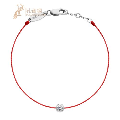Redline/红绳女士Pure 0.10克拉圆形钻石白金绳制简约百搭手链