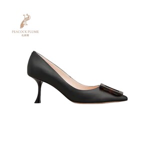 RogerVivier/罗杰维维亚女士高跟鞋山羊皮6.5cm玳瑁扣时尚新款