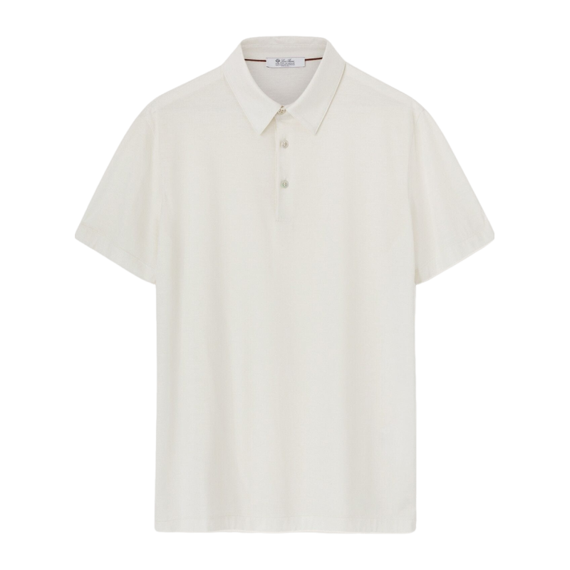 Loro Piana/诺悠翩雅男装白色羊毛针织运动休闲短袖polo衫