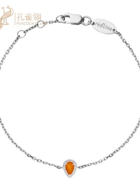Redline/红绳女士橙色宝石0.07克拉水滴形钻石白金链制手链