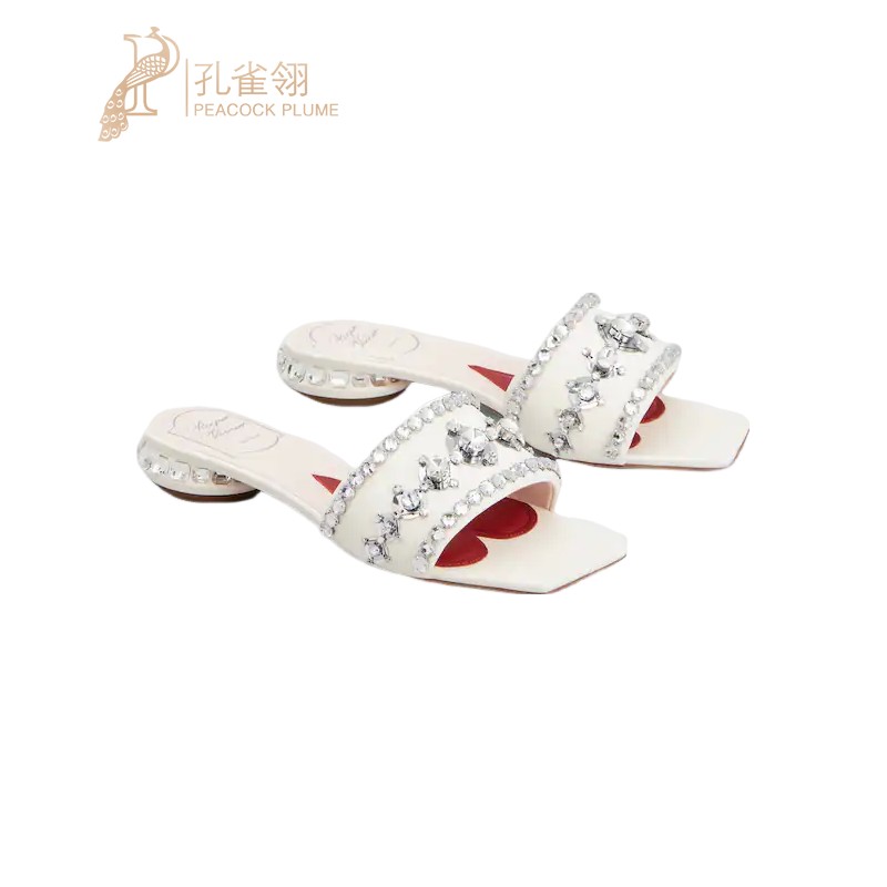 Roger Vivier女鞋Disco镶钻后跟纳帕皮革方头穆勒鞋拖鞋