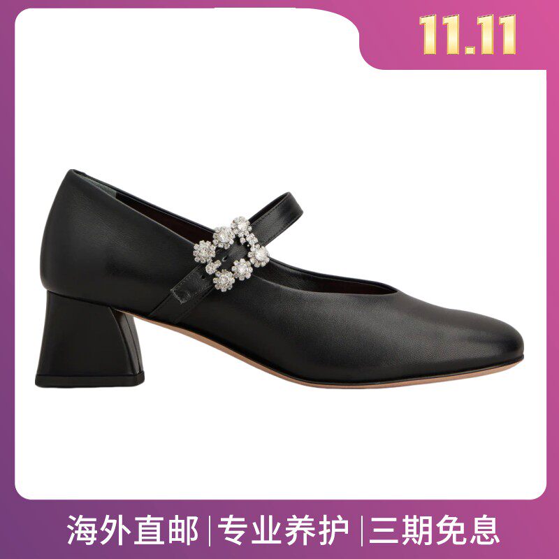 RogerVivier/罗杰维维亚女士高跟鞋羊羔皮水晶饰扣4.5厘米跟新款