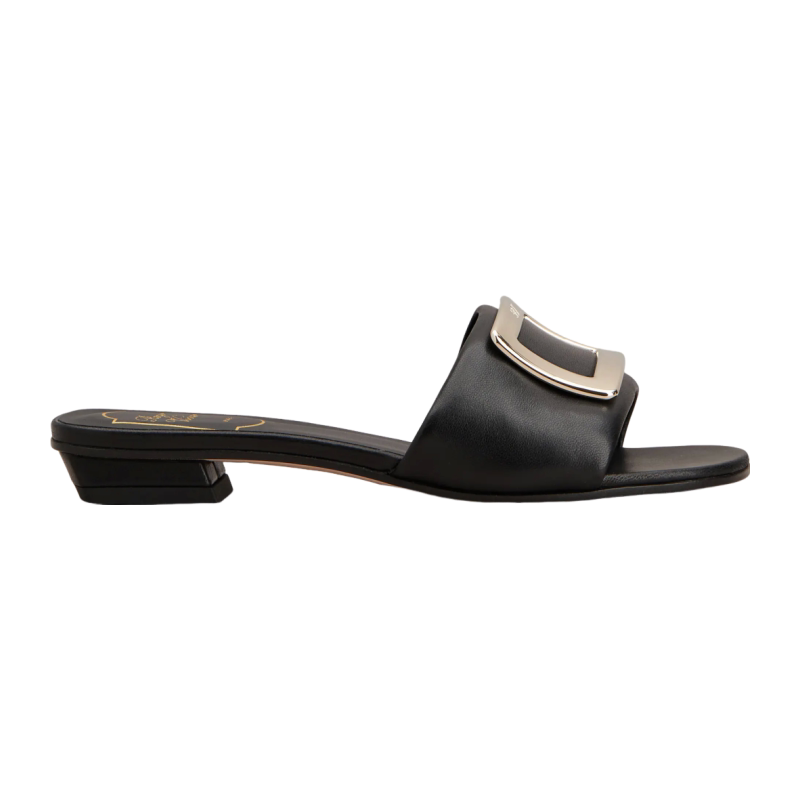 RogerVivier/罗杰维维亚女士穆勒鞋金属搭扣小羊皮摩天大楼跟新款