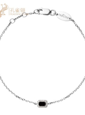 Redline/红绳女士黑色玛瑙0.05克拉方形钻石白金链制手链