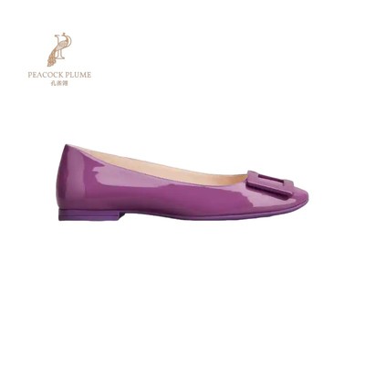 RogerVivier/罗杰维维亚女士芭蕾舞鞋漆皮漆面搭扣橡胶底新款