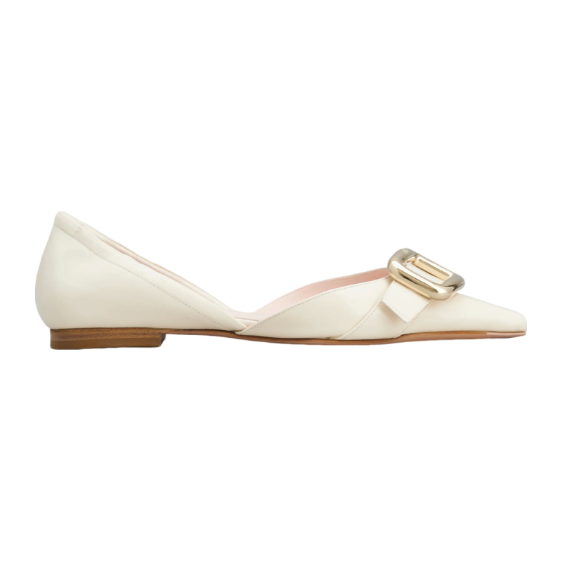 RogerVivier/罗杰维维亚女士芭蕾舞鞋小牛皮金属搭扣心形衬垫新款