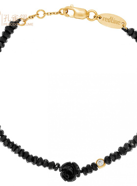 redline红绳女士饰品0.05克拉玫瑰花圆形钻石链制时尚手链