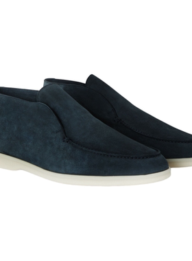 Loro Piana/诺悠翩雅男鞋蓝色翻毛皮舒适休闲短靴