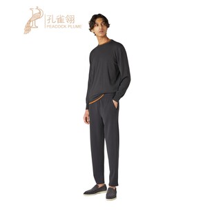 黑色羊绒圆领长袖 Loro Piana 诺悠翩雅男装 毛衣 休闲针织衫