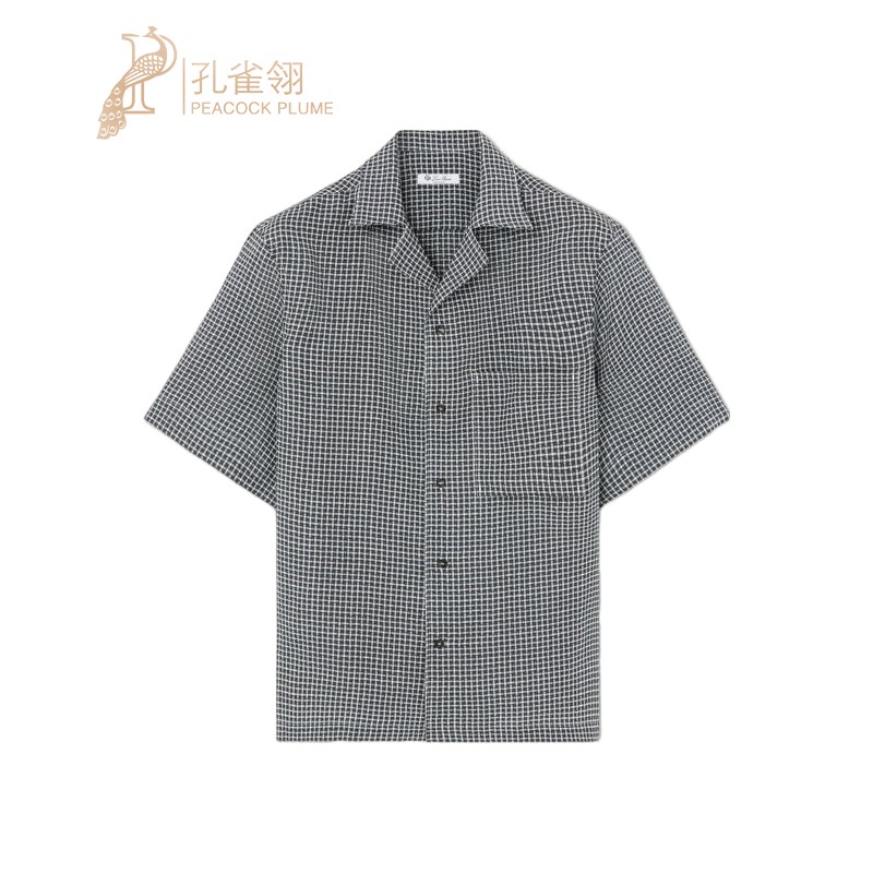 LoroPiana/诺悠翩雅男士Federico衬衫保龄风格亚麻微图领宽舒新款