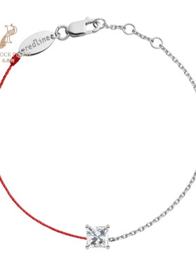 RedLine/红绳女士手链金属丝金链精致结合公主方钻护身新款