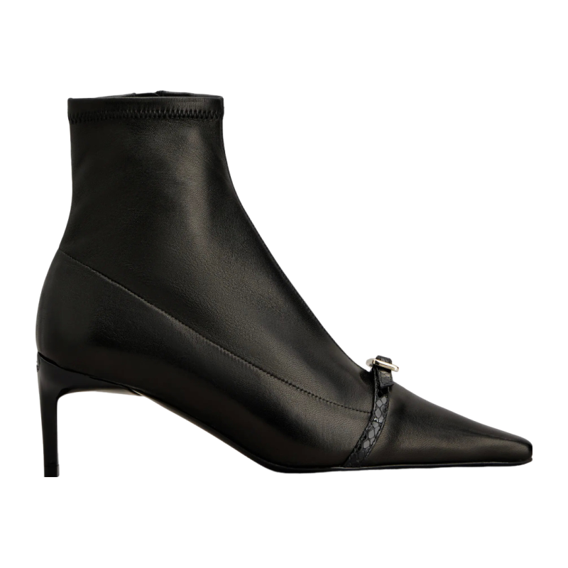 RogerVivier/罗杰维维亚女士靴子裸靴鳄鱼纹搭扣内拉链猫跟新款