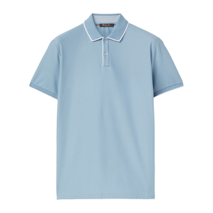 弹力棉质蓝色短袖 Loro Piana 诺悠翩雅男装 休闲polo衫