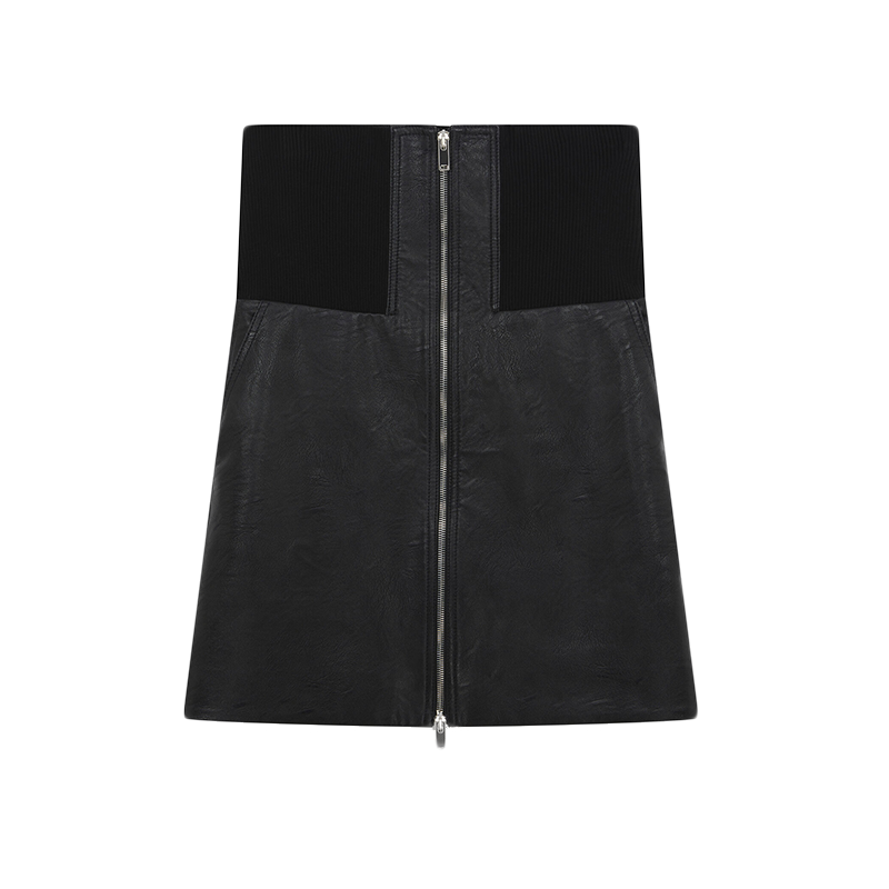Stella McCartney/斯特拉女士黑色双向拉链松紧腰部迷你半身裙