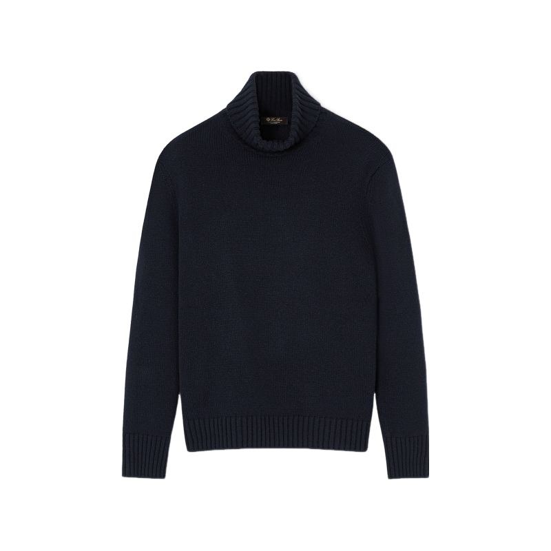 LoroPiana/诺悠翩雅男士针织衫高领简洁精致幼羊绒罗纹袖口新款