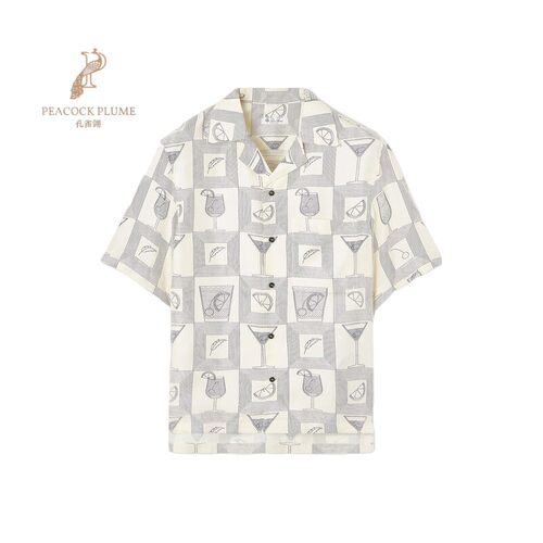 LoroPiana/诺悠翩雅男士衬衫保龄球风Aperitivo图案真丝斜纹新款