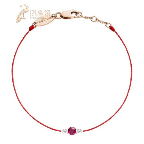 Redline/红绳女士饰品 So Abby 红宝石玫瑰金镶钻 0.1 克拉线手链