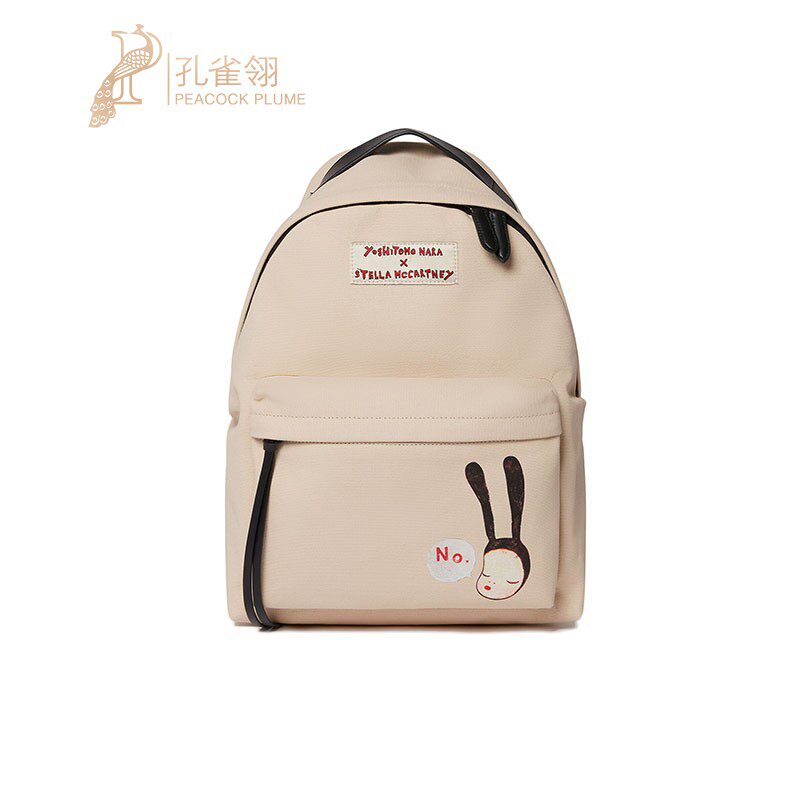 Stella Mccartney/斯特拉女包小黑兔印花图案棉质帆布休闲双肩包