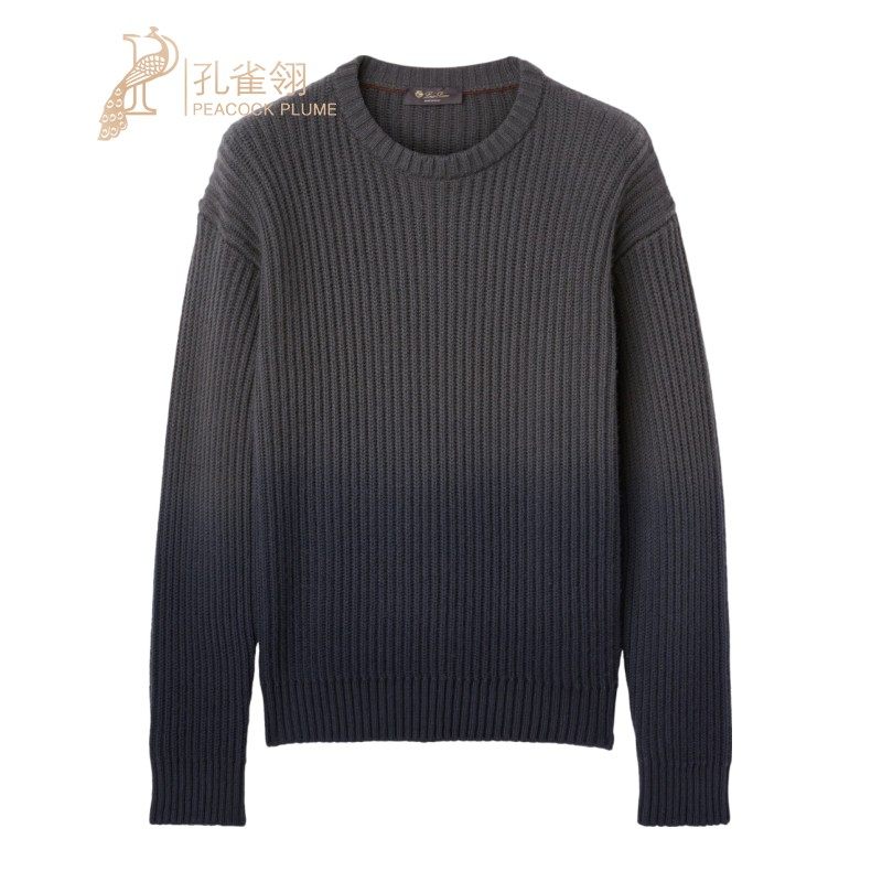 Loro Piana/诺悠翩雅男装渐变染色渔夫罗纹羊绒套头圆领针织衫