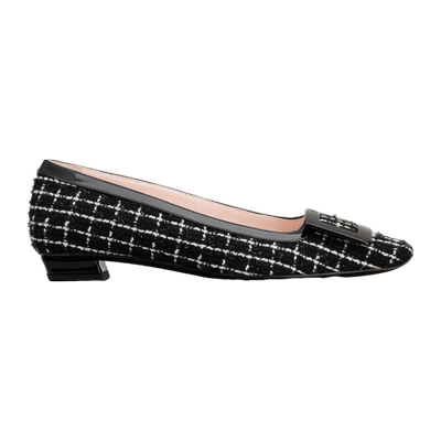 RogerVivier/罗杰维维亚女士芭蕾舞鞋漆皮搭扣斜纹软呢新款