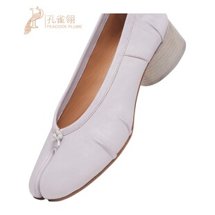 Margiela马吉拉女士Tabi芭蕾舞鞋 Nappa皮手工复古褶皱新款