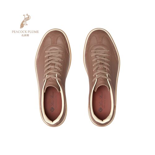 LoroPiana/诺悠翩雅男士运动鞋焦糖色底米白镶边动感精致新款