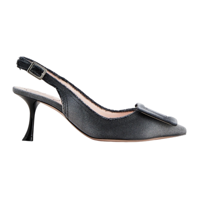 RogerVivier/罗杰维维亚女士高跟鞋棉质带盖搭扣细高跟新款