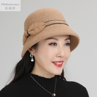 羊毛户外防寒新款中老年女士秋婆婆阿姨盆帽子渔夫帽冬季保暖2026