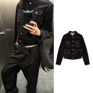 小版 型显瘦 TINA 版 YY25秋冬新款 植绒牛仔短外套 OPEN 型绝