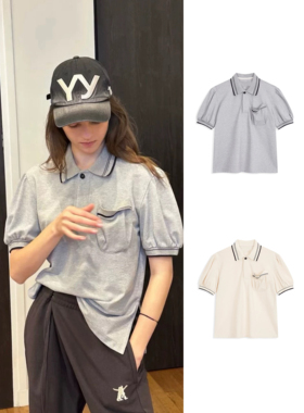 TINA OPEN YY 26春夏新款女士POLO领T恤衫 设计师 小众 短袖 百搭