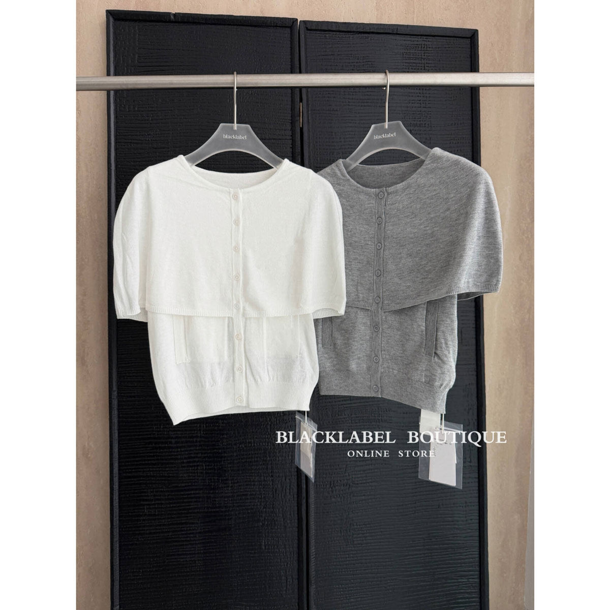 blacklabel 26春夏新款 优雅假两件斗篷针织开衫 短袖 无袖 薄款