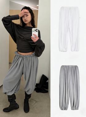 blacklabel 26春夏新款 褶皱宽松束脚气球裤灯笼裤休闲长裤