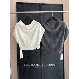 白色 优雅露肤多种穿法螺纹针织短袖 黑色 26春夏新款 blacklabel