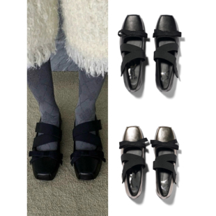 认准~tina open yy 25秋季 时尚芭蕾舞鞋交叉绑带平底玛丽珍单鞋