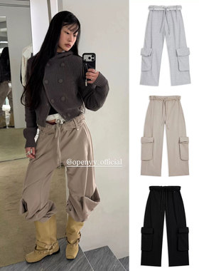 重磅推荐TINA OPEN YY 25秋冬新款经典翻边抽绳工装裤