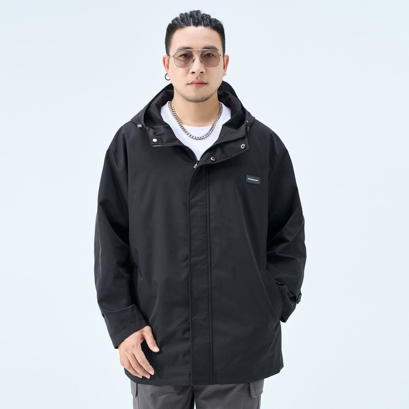半墨大码男装户外冲锋衣款式男士2024新款风衣大号连帽夹克外套潮,男装,风衣,淘宝优惠券,粉丝福利购,淘宝优惠卷