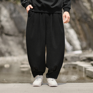 半墨大码灯笼裤男士2025秋季新款宽松加肥加大肥佬休闲裤阔腿男装