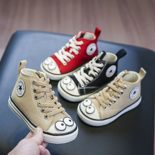 女童高帮布鞋 宝宝帆布鞋 儿童鞋 子婴儿软底学步鞋 夏 春秋男童小童鞋