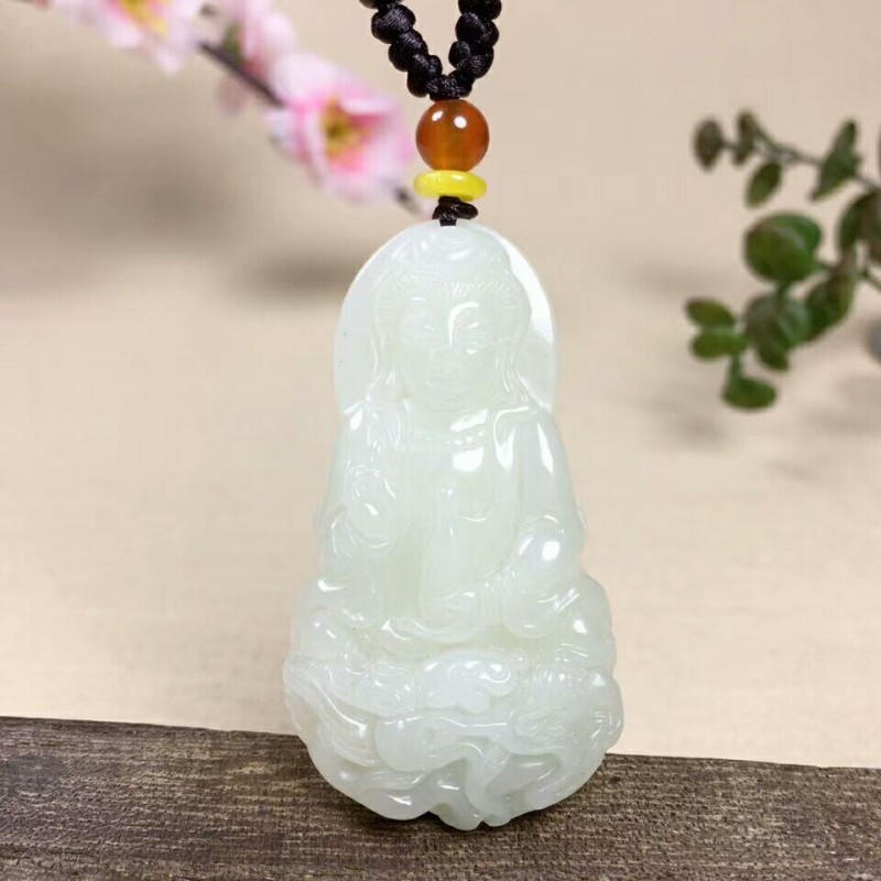男士观音挂件项链吊坠新疆和田玉