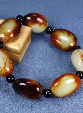 枣红皮原石籽料手串手链