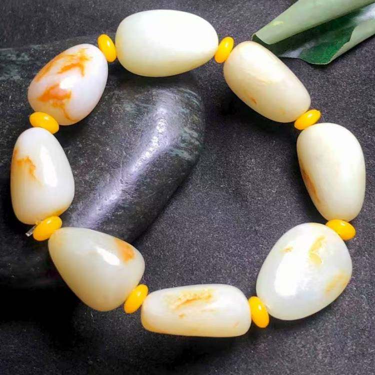 保真和田玉手链正品玉石玉器白玉原石籽料手链手串男款玉手链包邮