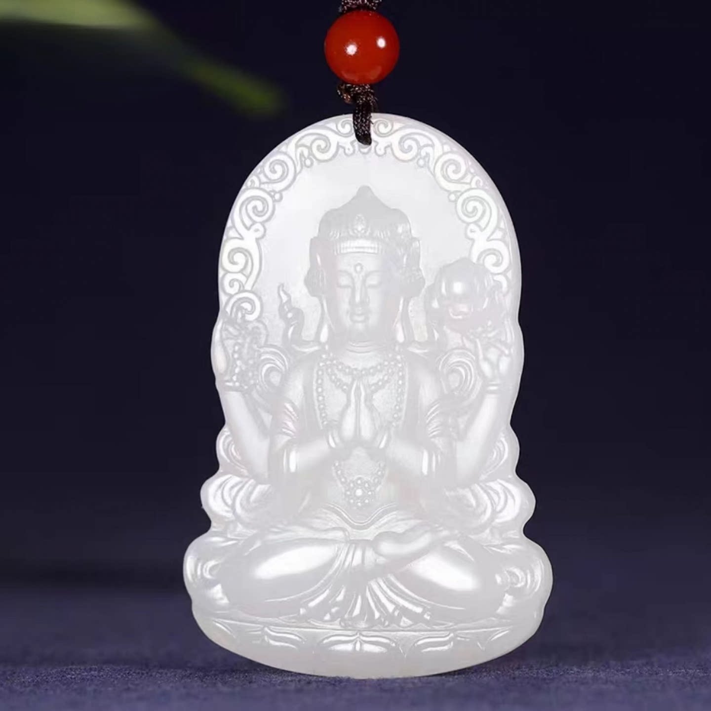 保真天然正品和田玉观音吊坠